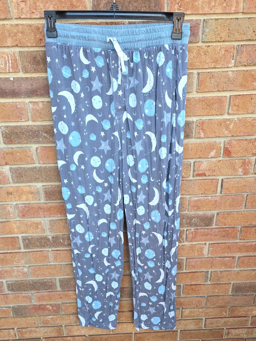 Little Sleepies Men's Gray Pajama Pants with Blue Moon & Star Print Size Large